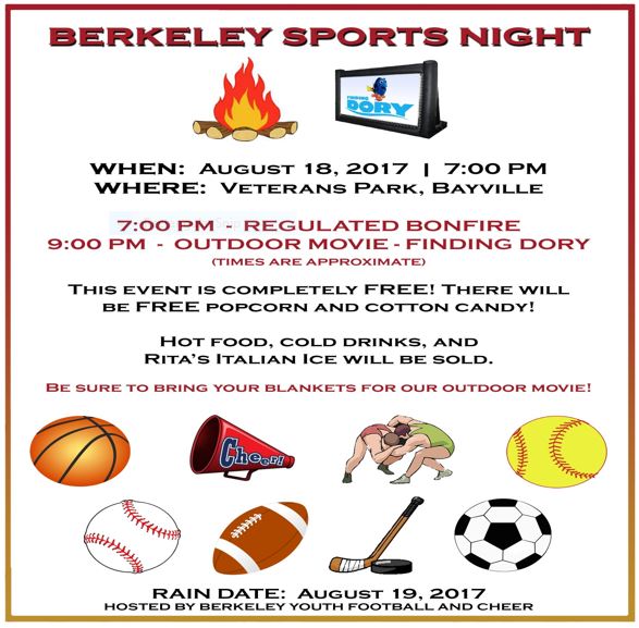 Berkeley Township Sports Night!!  Moved to Sat, Aug 19 due to weather 